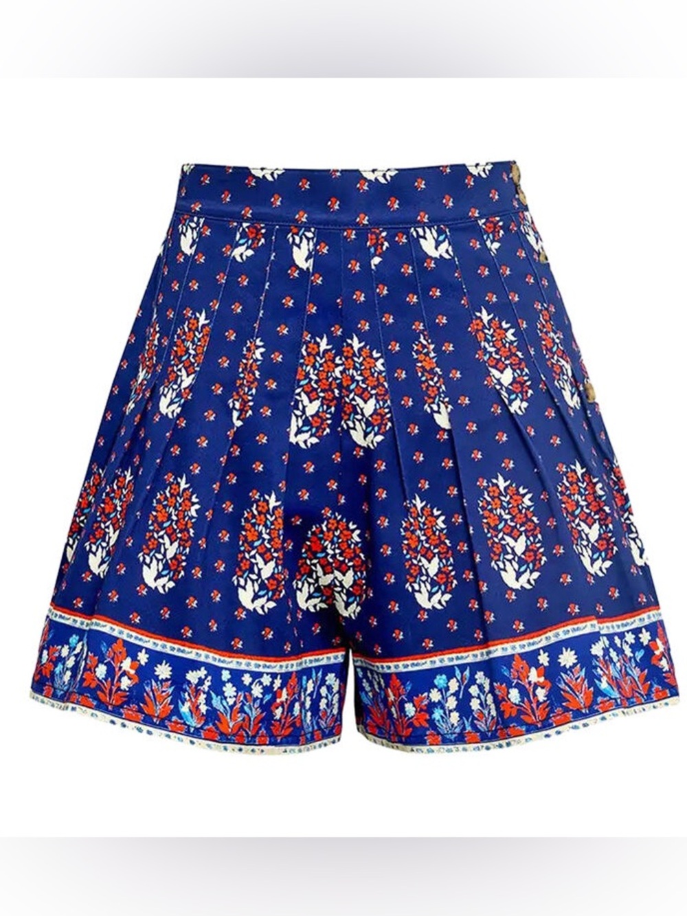 Hunter Bell Willa Shorts Blue Floral Print Pleated Women’s Shorts